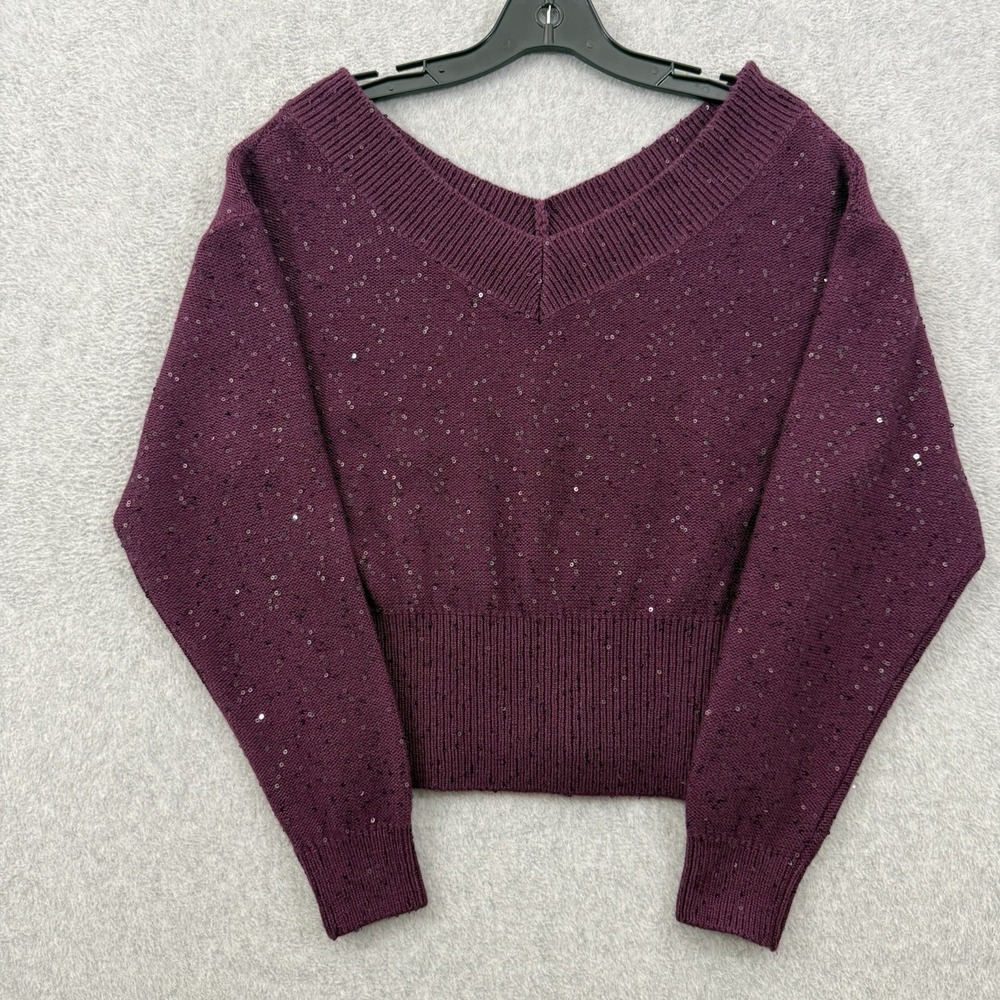 Brunello Cucinelli Cashmere Silk Sequin Sweater Women Small Burgundy Italy